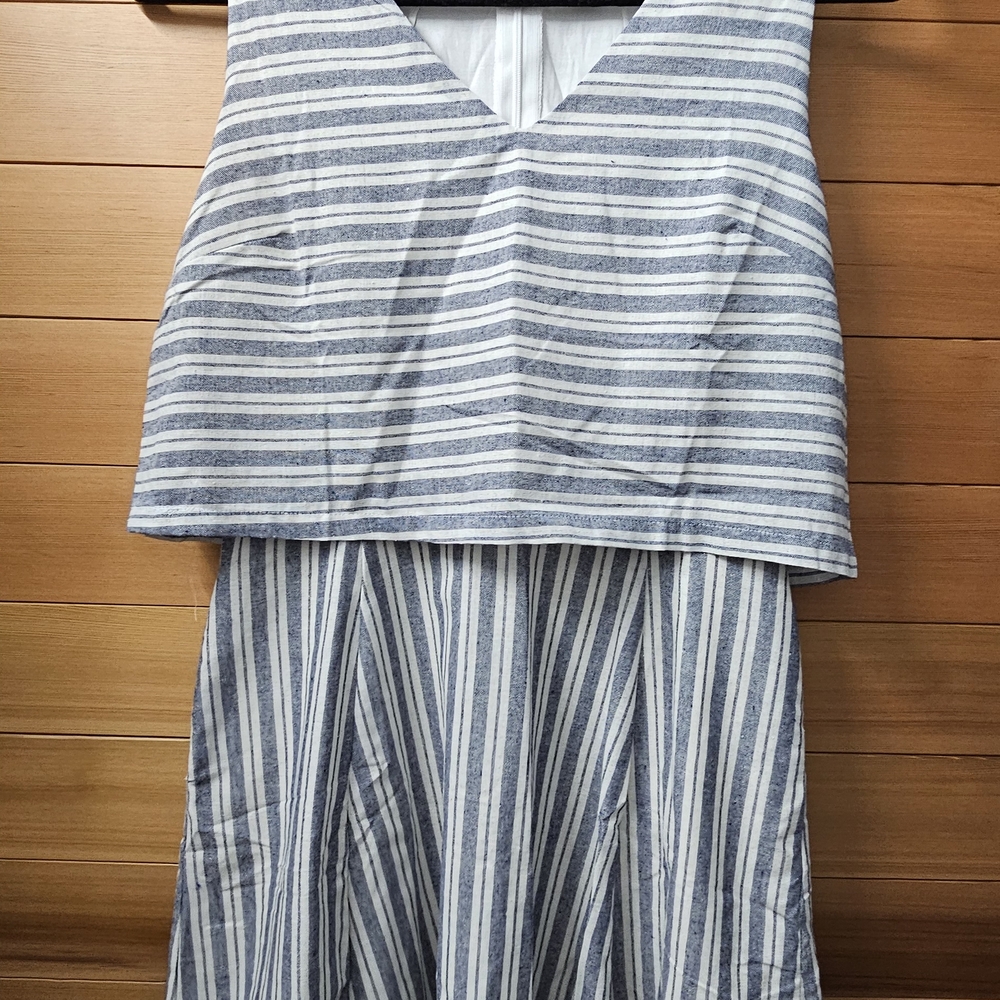 Striped Blue and White Sleeveless Dress